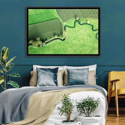 Meandering Stream Over Farmland Wall Art