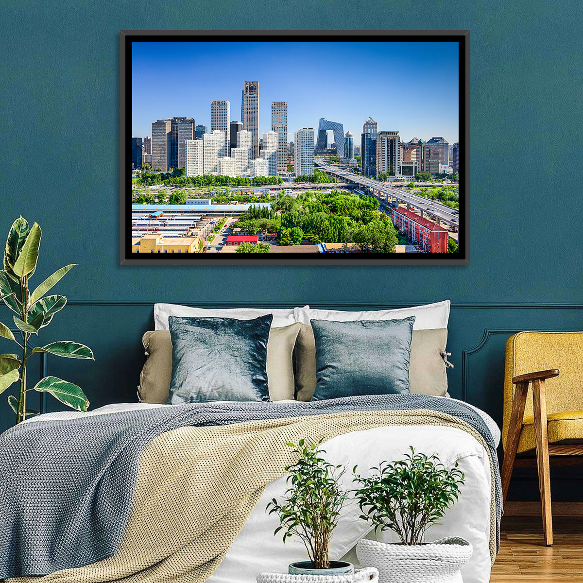 Beijing Cctv Headquarters Skyline Wall Art in a room, landscape