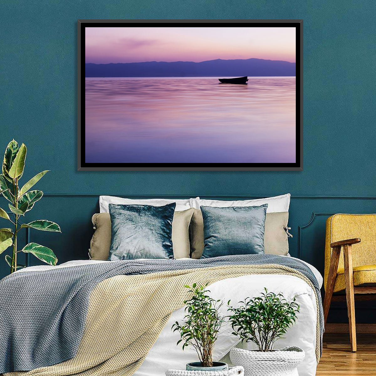 Lavender Lake Ohrid Sunset Wall Art