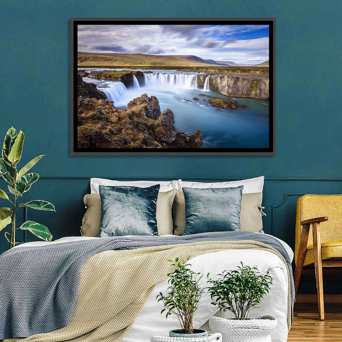 Goðafoss Waterfall, Iceland Wall Art in a room, landscape