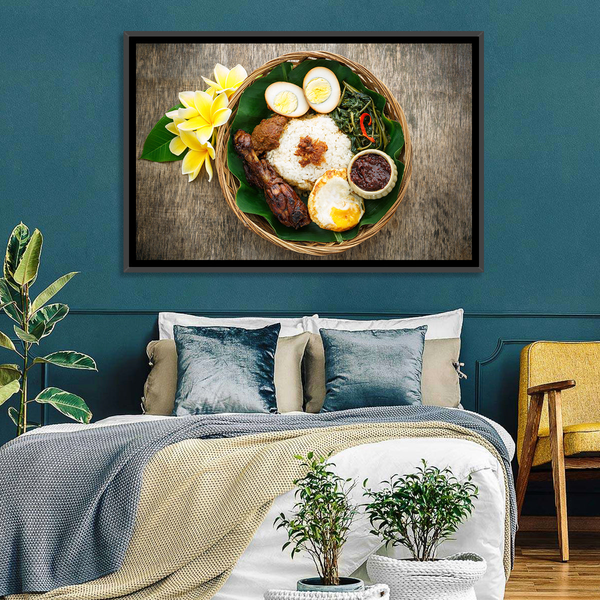 Nasi Campur in Woven Basket Wall Art