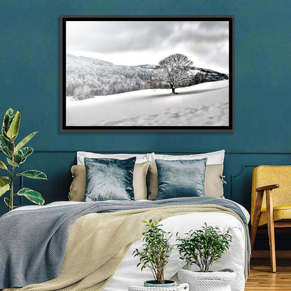 Solitary Snowy Tree Landscape Wall Art