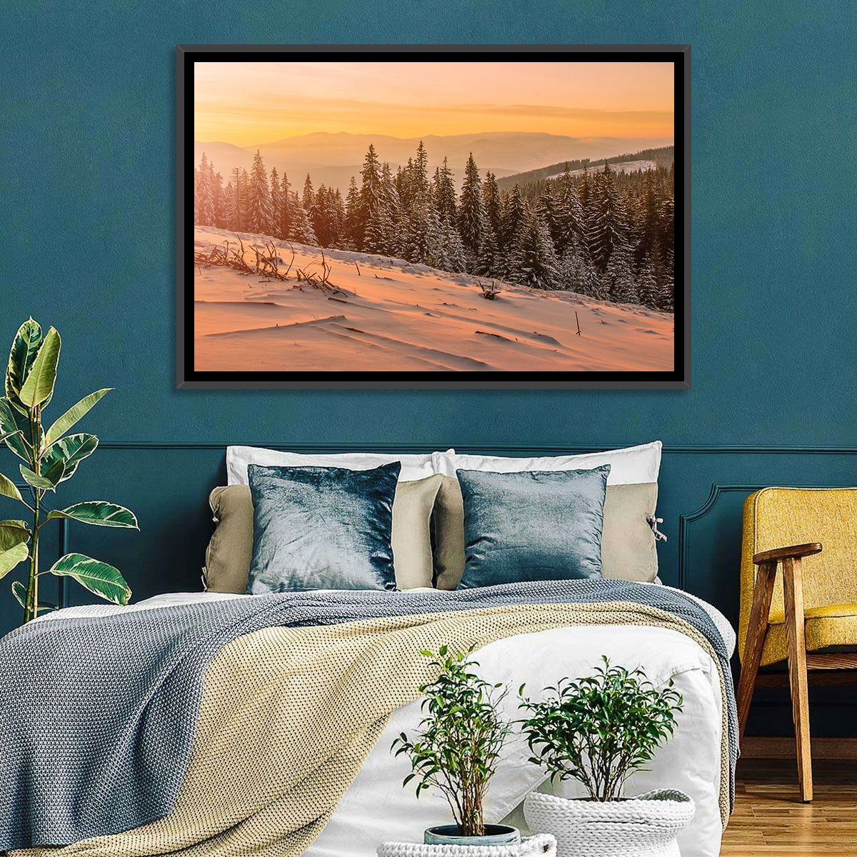 Hoverla Snowfield at Sunset Wall Art in a room, landscape