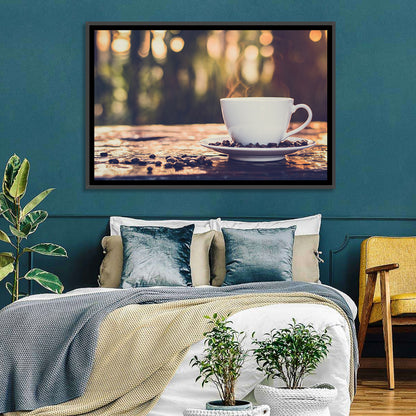Steaming White Coffee Cup Wall Art