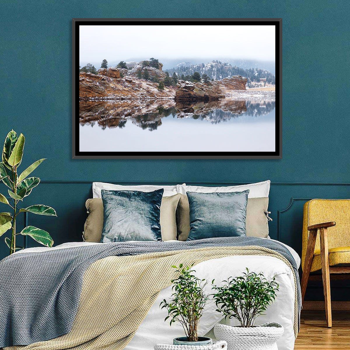 Marys Lake Foggy Reflection Wall Art
