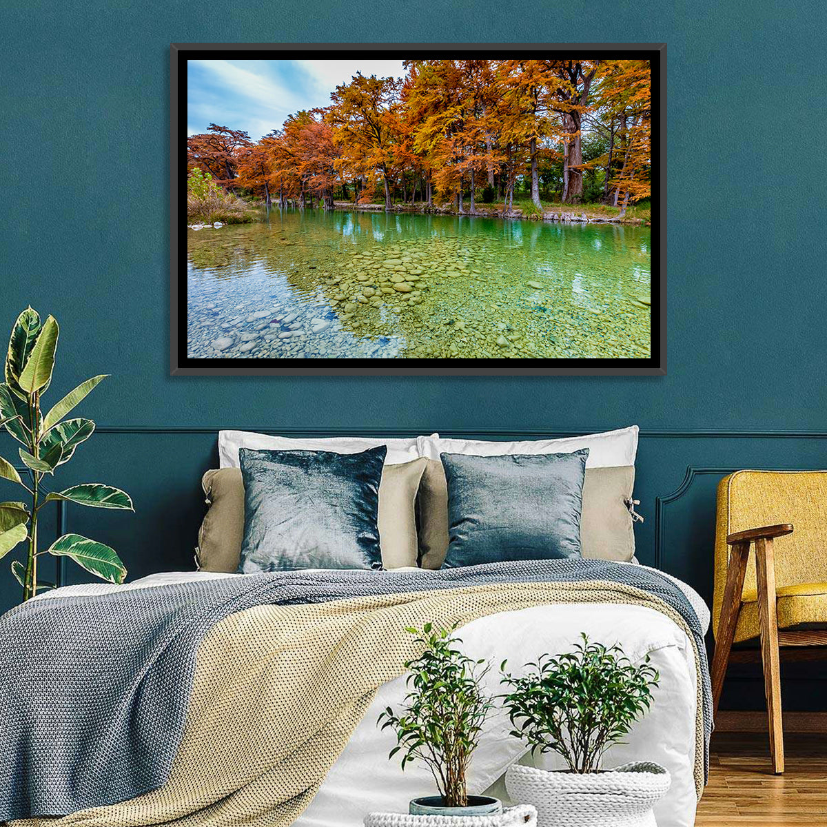 Frio River at Garner State Park Wall Art in a room, landscape