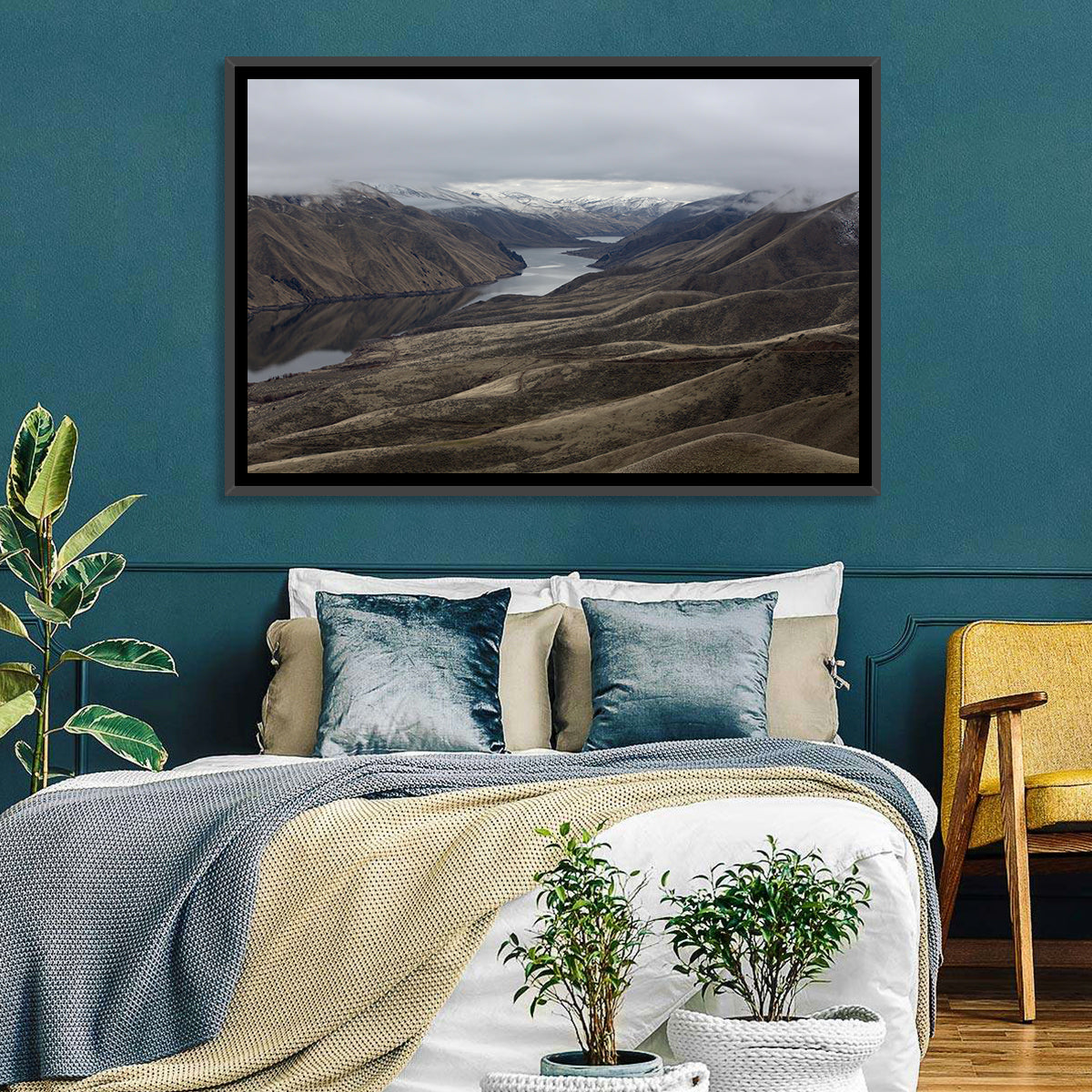 Snow-dusted Snake River Canyon Wall Art in a room, landscape