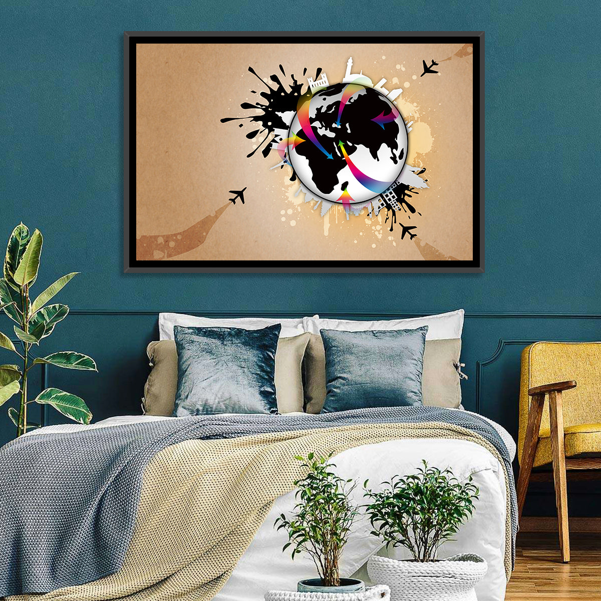 Global Travel Concept Wall Art in a room, landscape