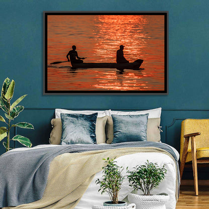 Sunset Canoe Silhouette Wall Art