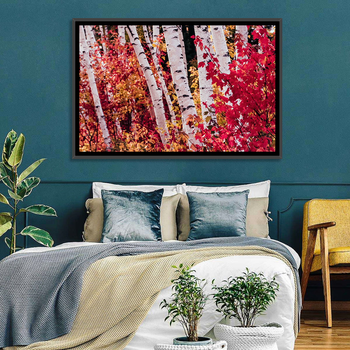 Autumn Birches with Crimson Maples Wall Art