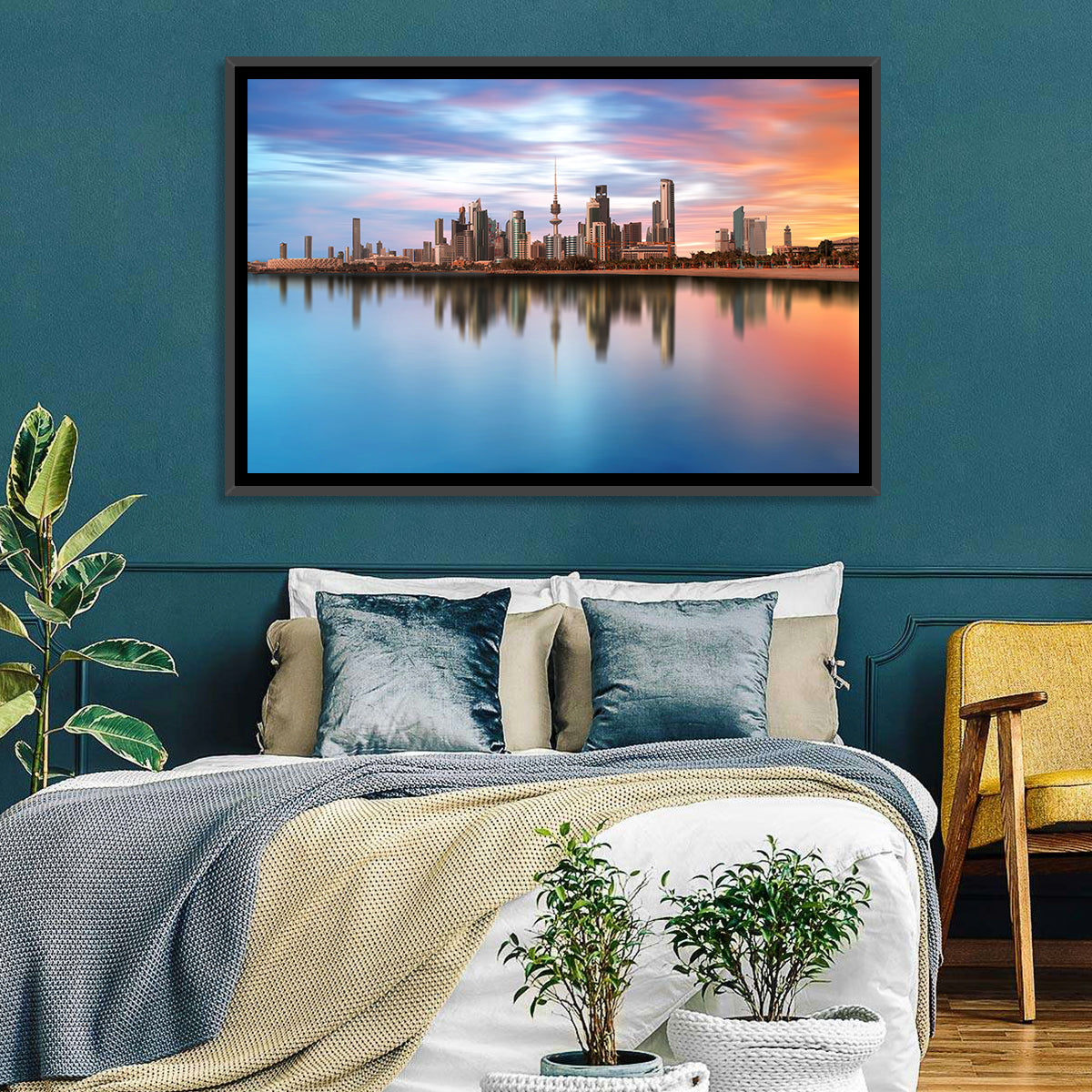 Kuwait City Skyline at Sunset Wall Art