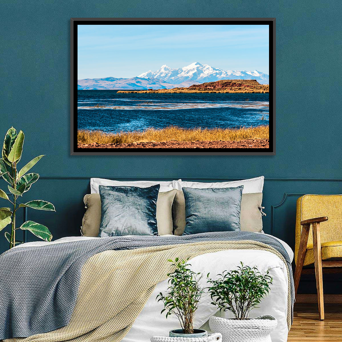 Lake Titicaca Blue and Gold Wall Art