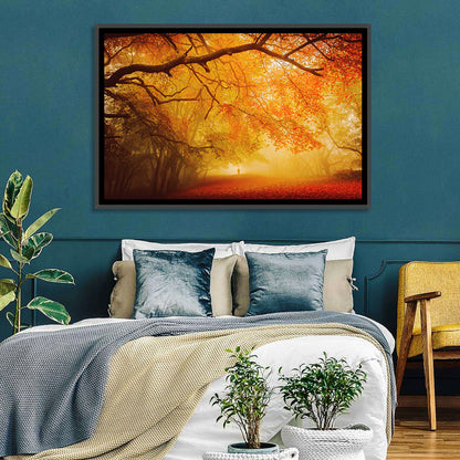 Autumn Forest Path with Lone Figure Wall Art