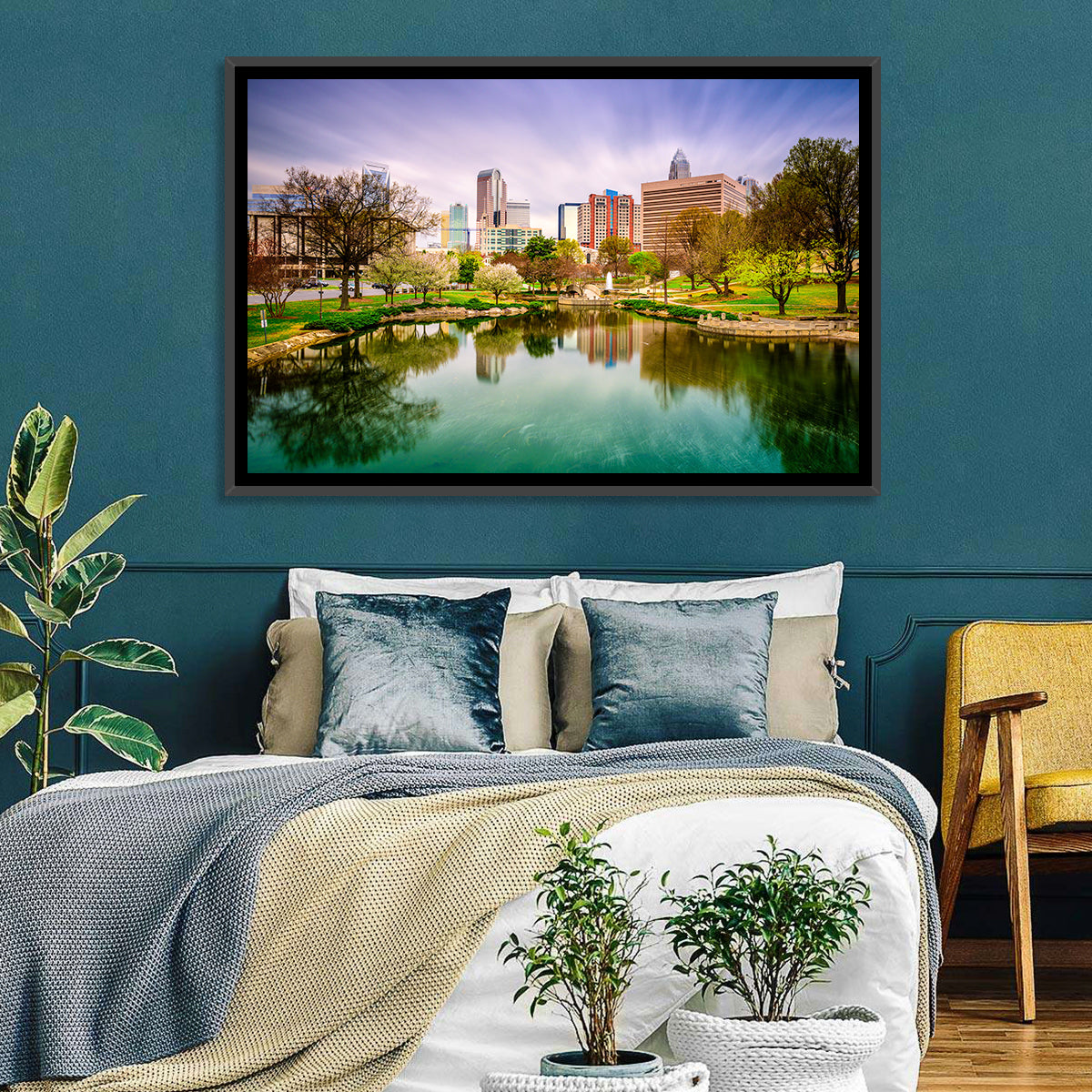Charlotte Skyline at Marshall Park Wall Art in a room, landscape