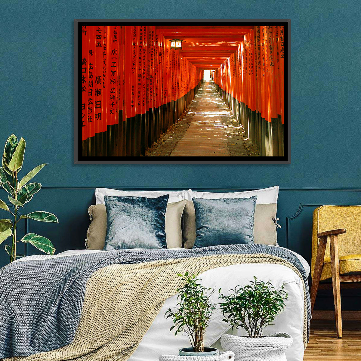 Fushimi Inari Torii Tunnel Wall Art in a room, landscape