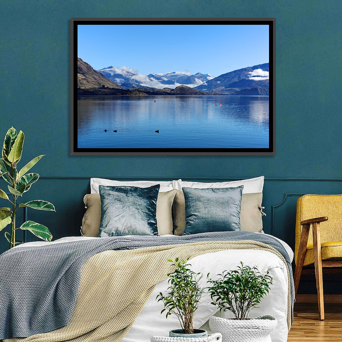 Lake Wanaka Reflections Wall Art in a room, landscape