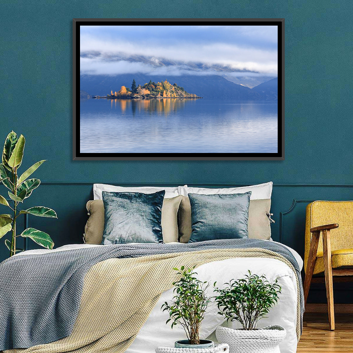 Misty Wanaka Island Reflection Wall Art