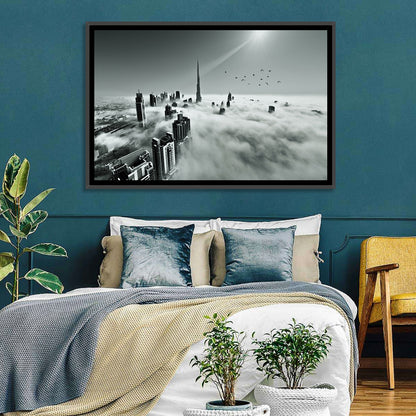 Burj Khalifa Rising Through Morning Fog Wall Art