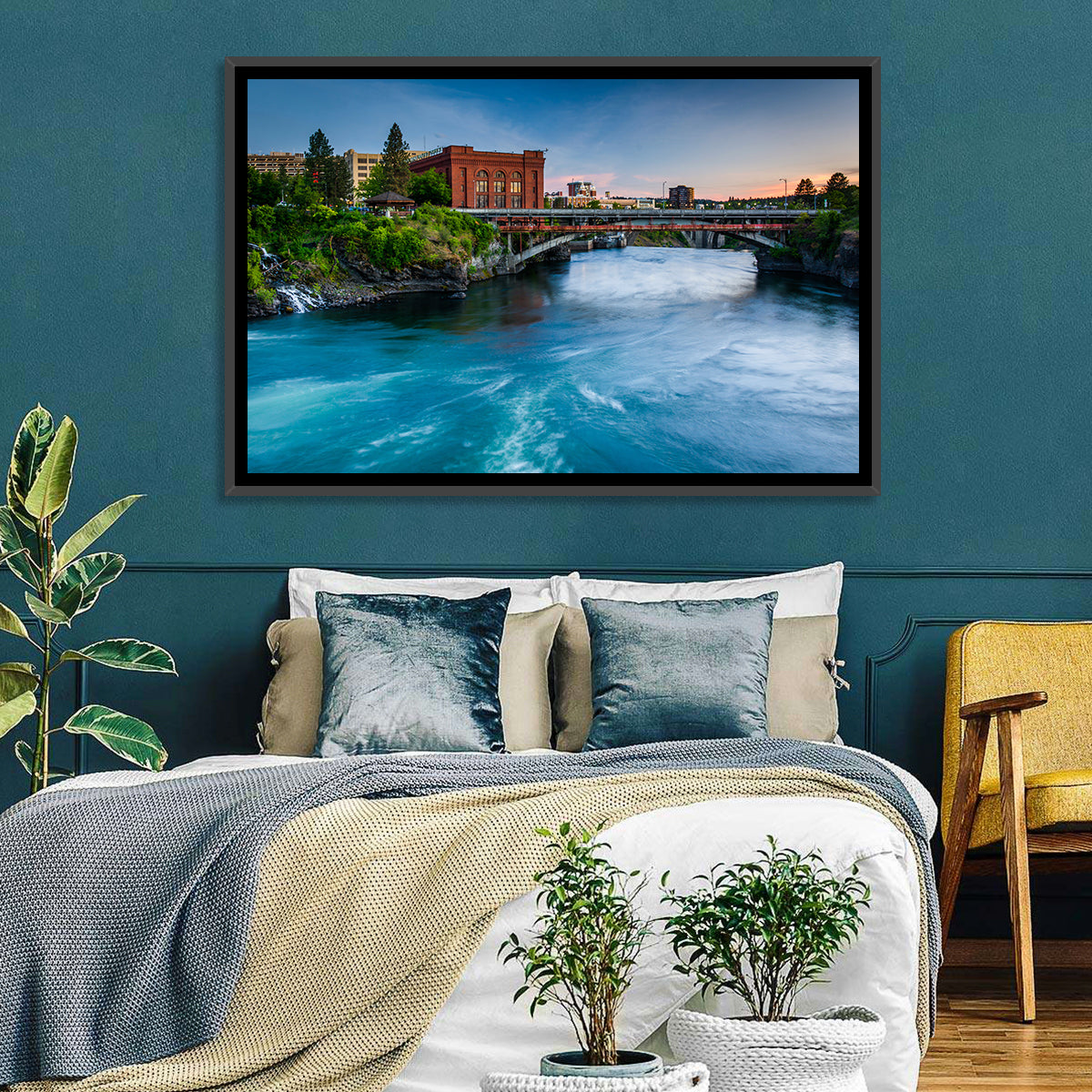 Spokane River at Twilight Wall Art