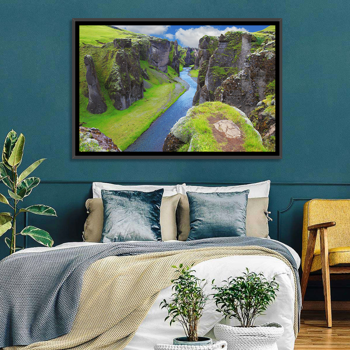 Neverland Cliffs, Fjaðrárgljúfur Canyon Wall Art in a room, landscape