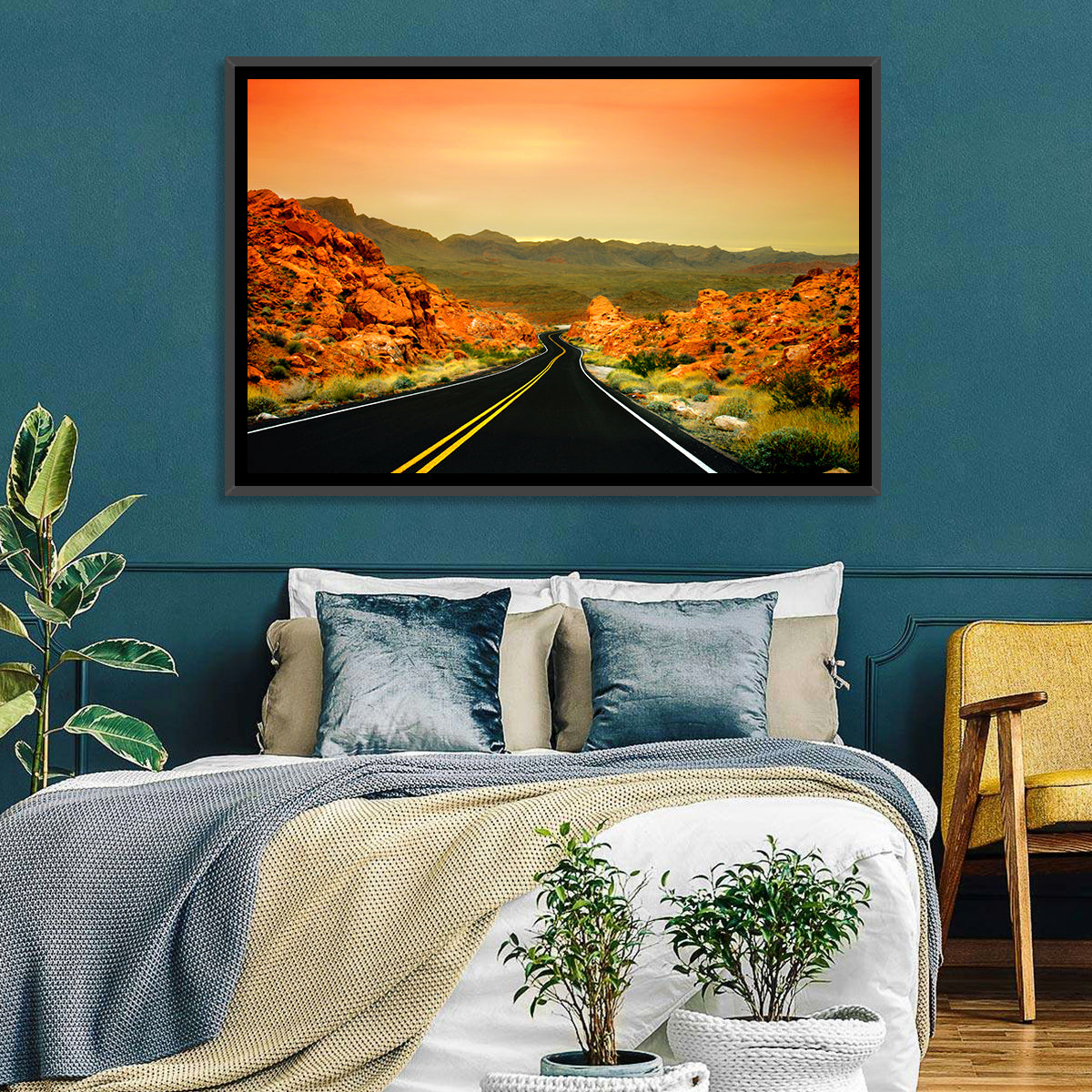 Valley of Fire Ii Road at Sunset Wall Art in a room, landscape