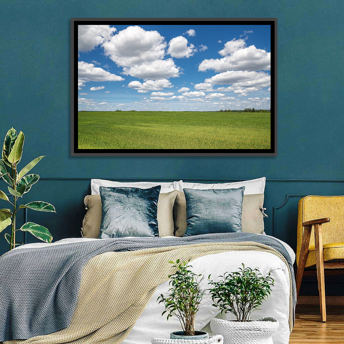 Cloud Filled Sky Over Meadow Wall Art