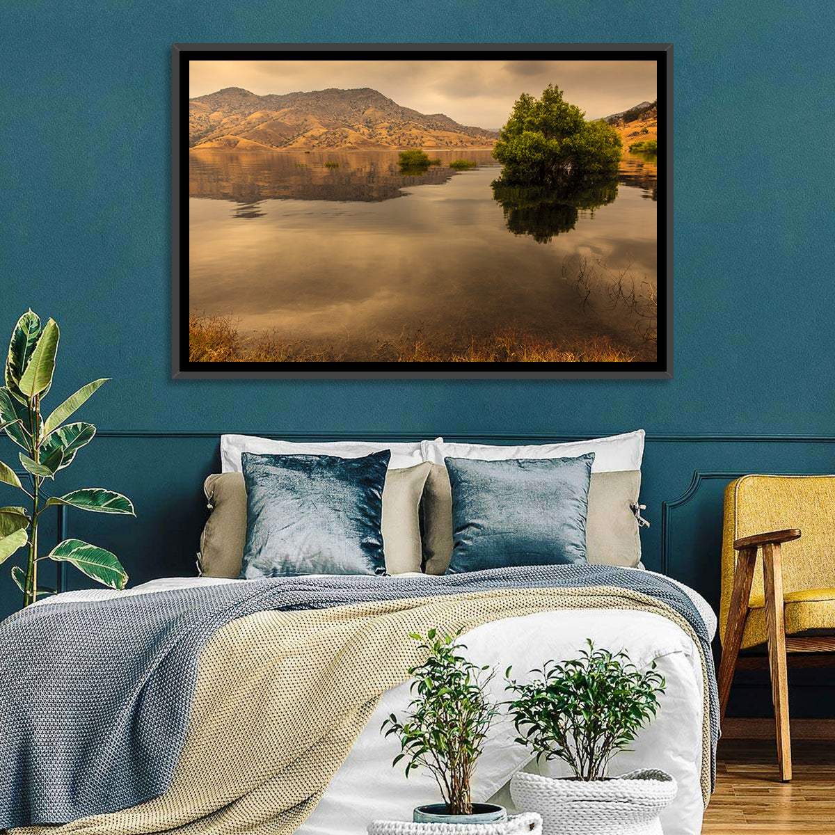 Lake Kaweah Golden Hour Reflection Wall Art