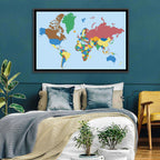 Colorful World Map Wall Art