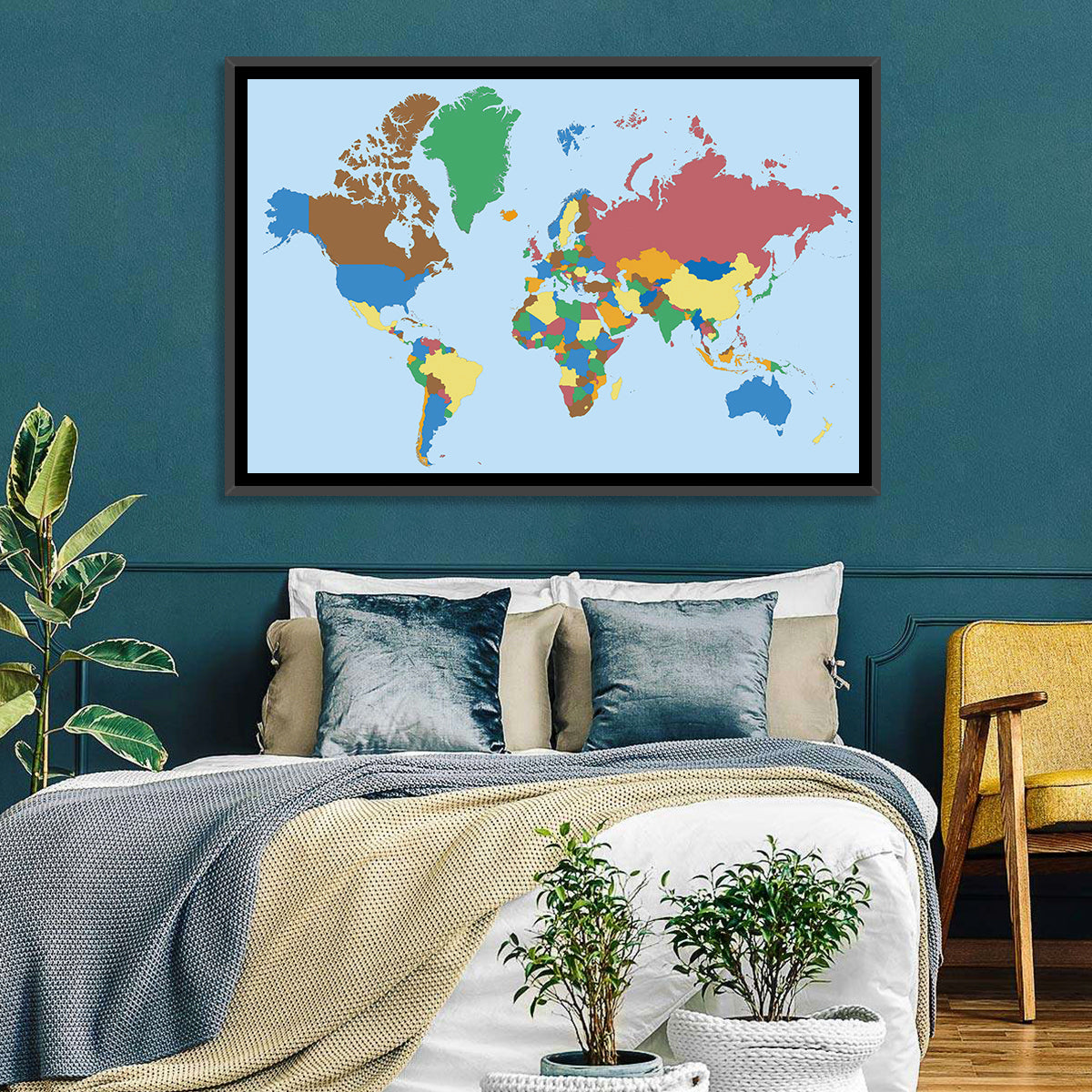 Colorful World Map Wall Art