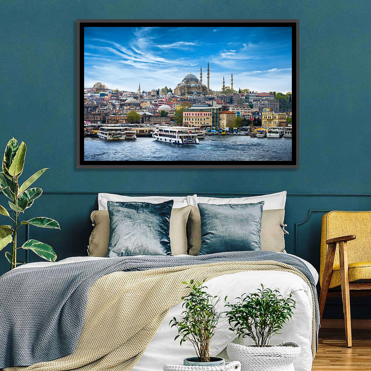 Süleymaniye Mosque Over Golden Horn Wall Art in a room, landscape