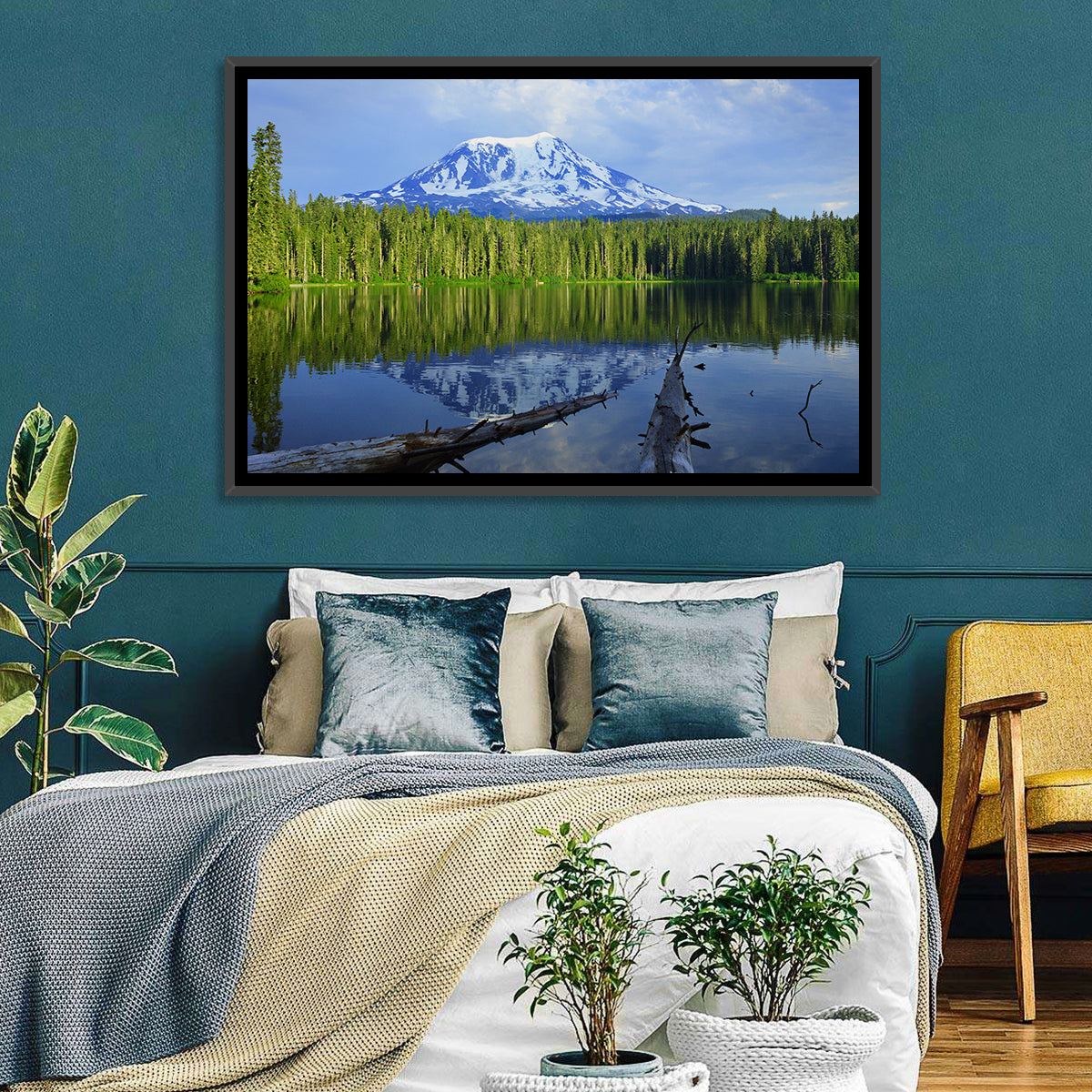 Mount Adams Reflection at Takhlakh Lake Wall Art in a room, landscape