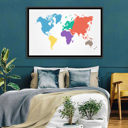 World Continents Map Wall Art