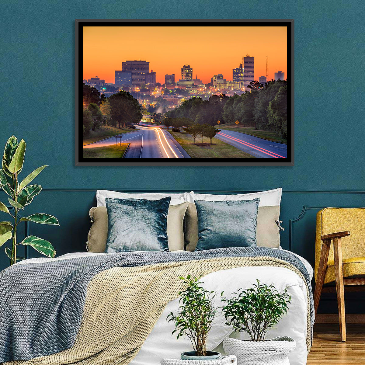 Jackson Downtown Skyline Wall Art in a room, landscape