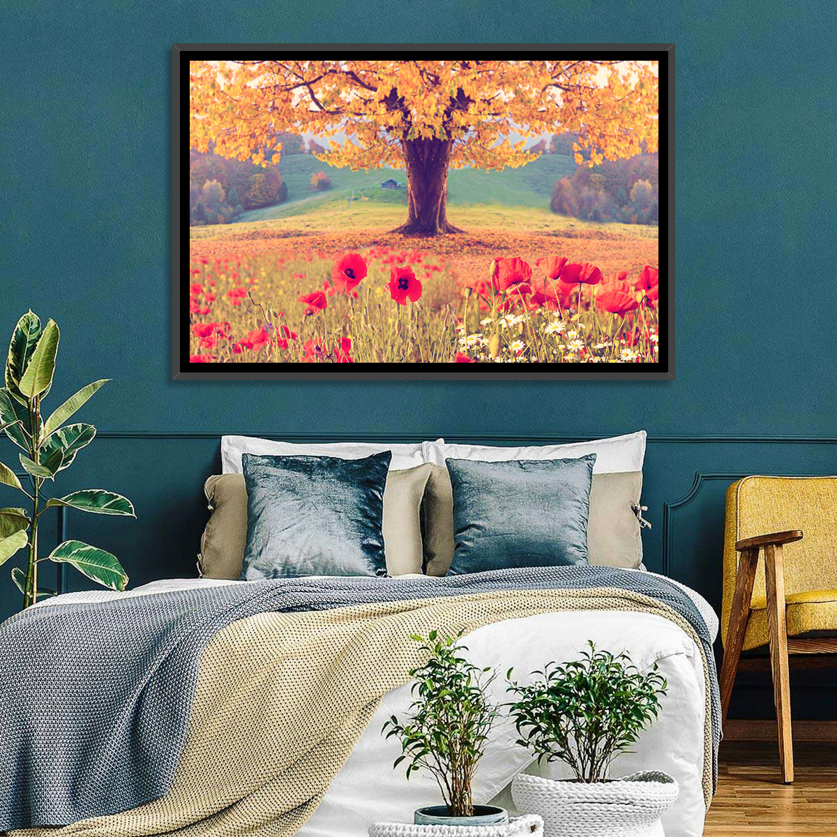 Autumn Tree and Poppy Field Wall Art