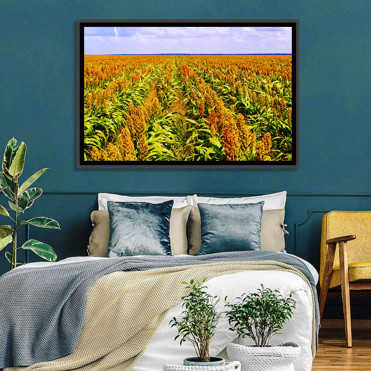 Sorghum Field Wall Art in a room, landscape