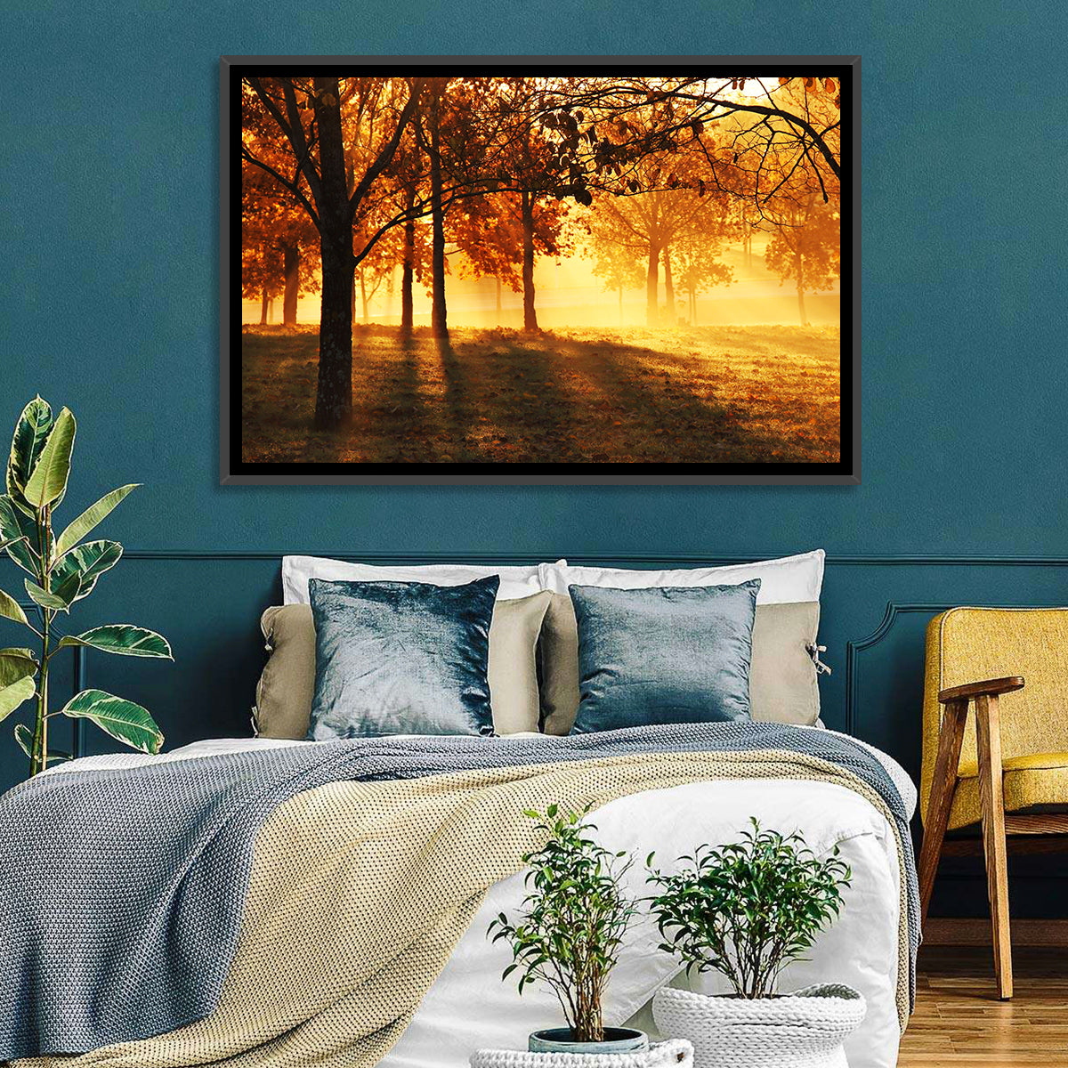 Autumn Sunbeams Through Fog Wall Art