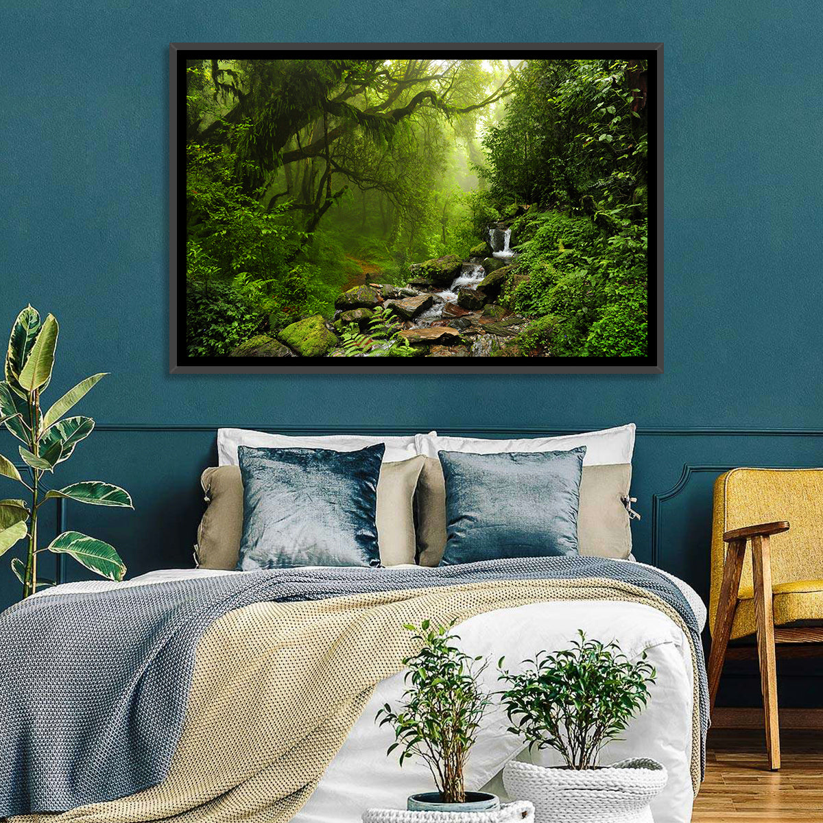 Annapurna Jungle Stream Wall Art in a room, landscape
