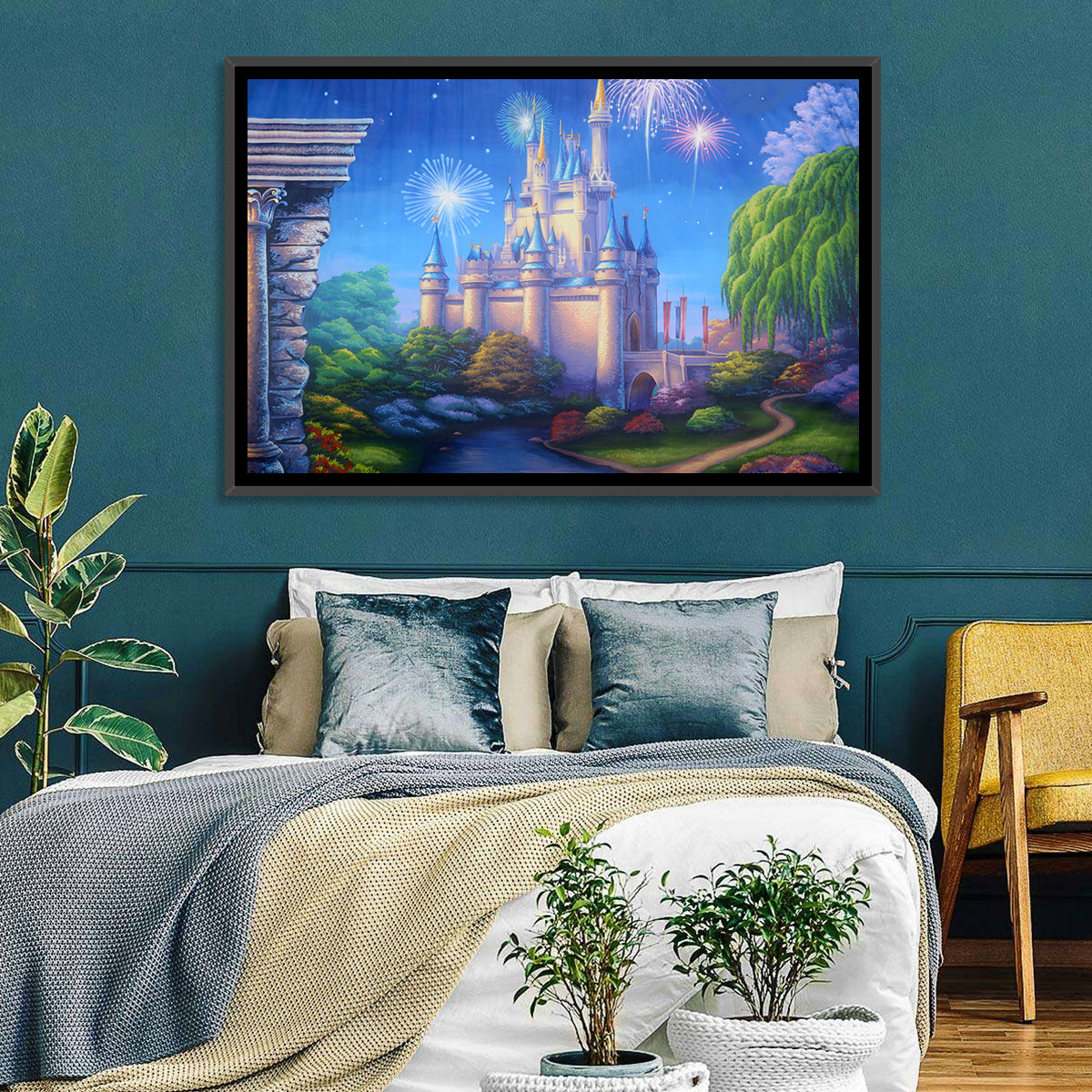 Cinderella Castle Fireworks Illustration Wall Art