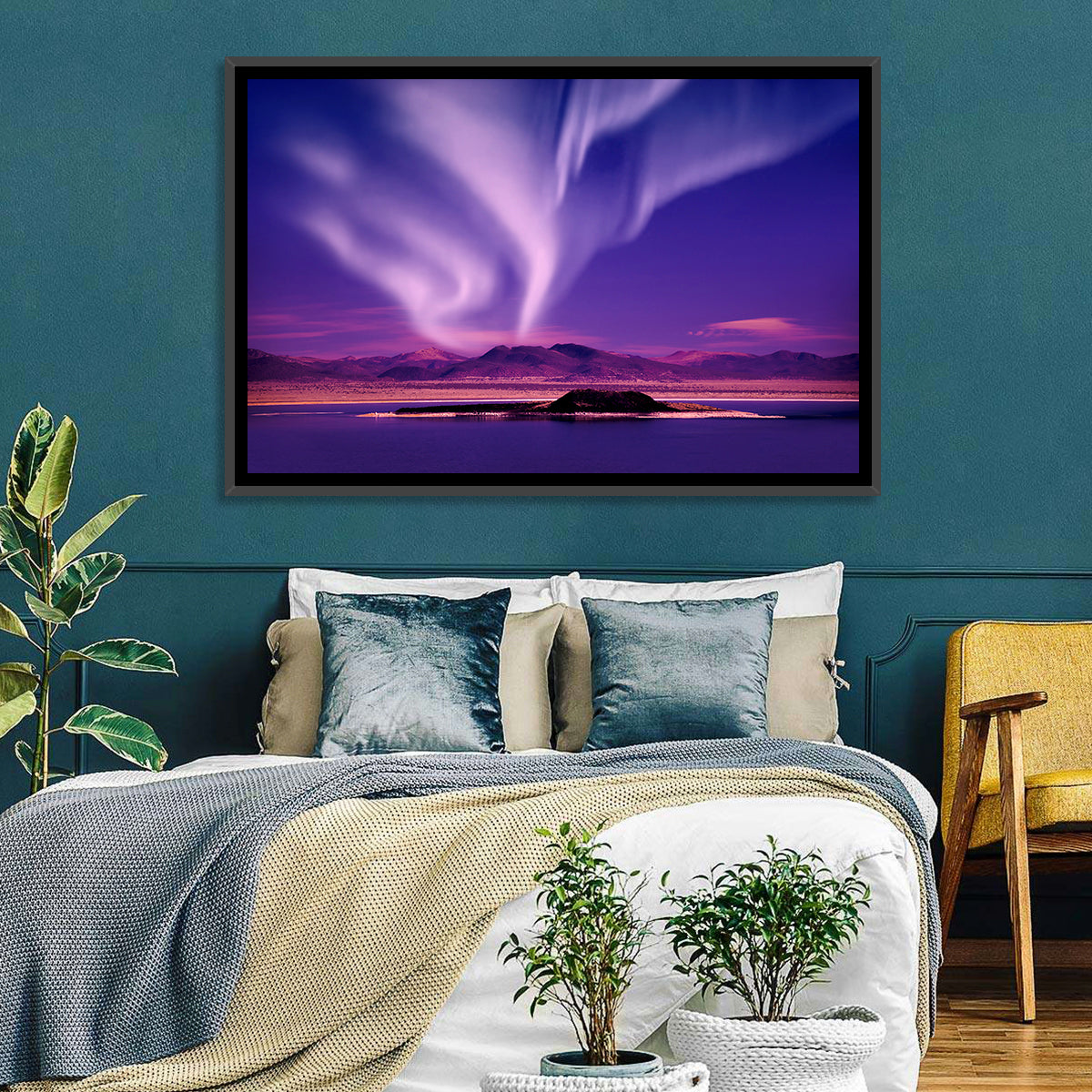 Northern Lights Over Island Wall Art