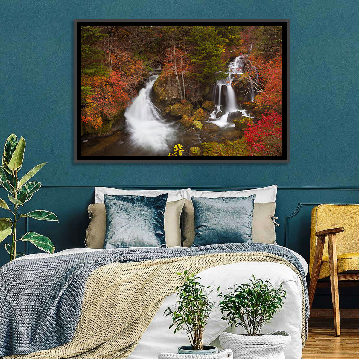 Ryuzu Falls Maple Cascade Wall Art in a room, landscape