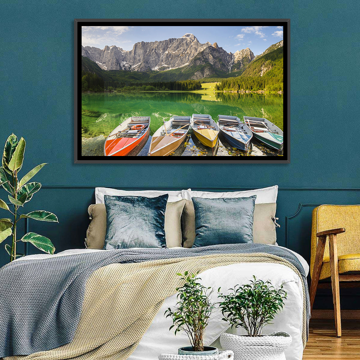 Five Boats at Lago Superiore Di Fusine Wall Art