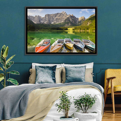 Five Boats at Lago Superiore Di Fusine Wall Art