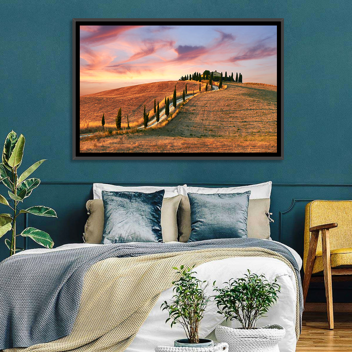 Tuscan Hilltop Road at Dusk Wall Art