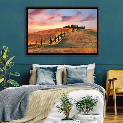 Tuscan Hilltop Road at Dusk Wall Art
