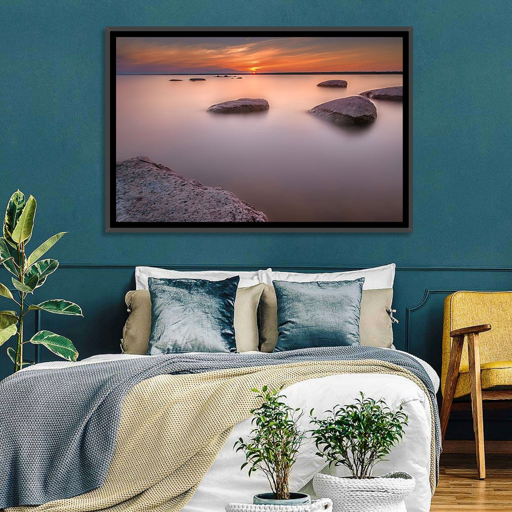 Lake Peipsi Sunset with Rocks Wall Art