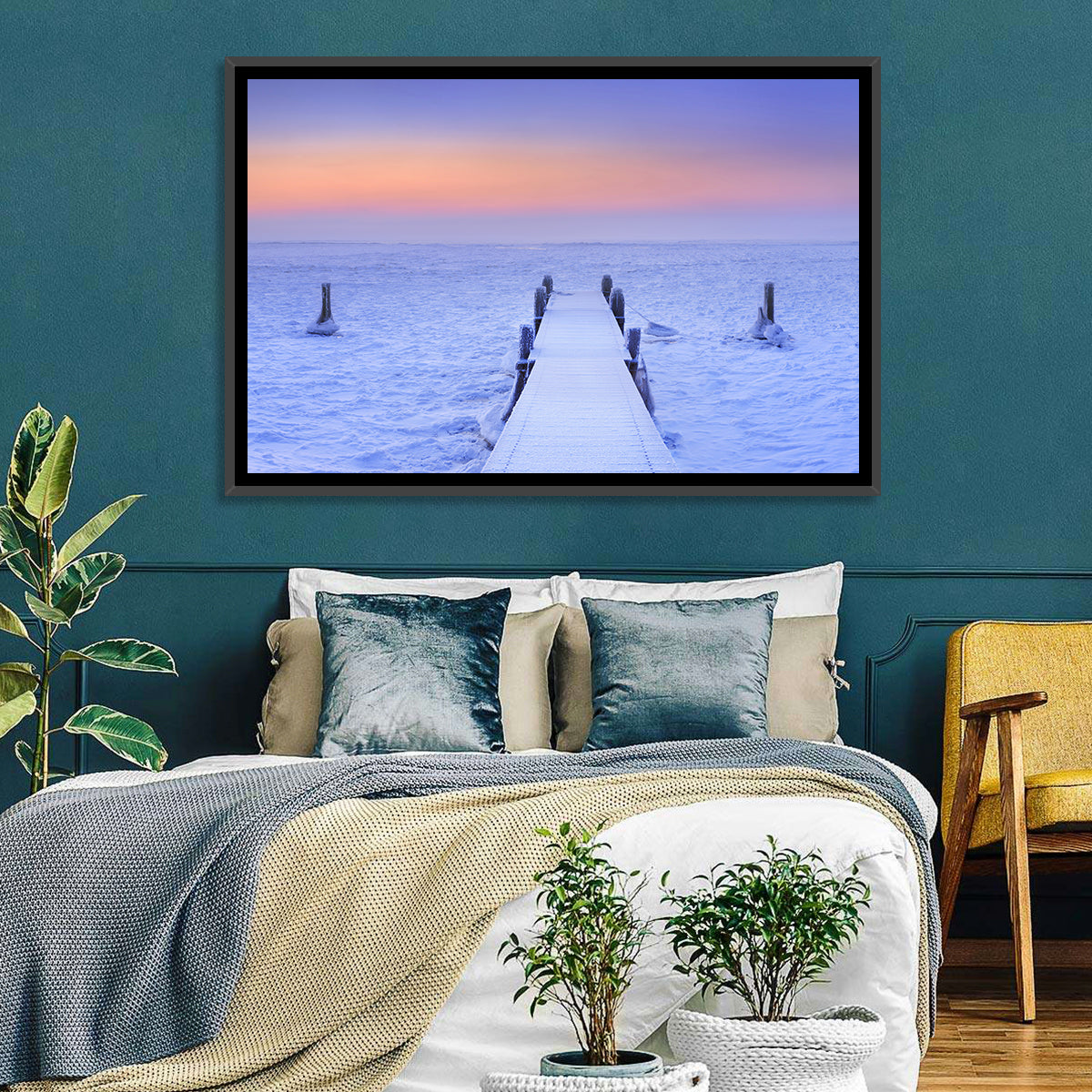 Frosted Jetty at Sunrise Wall Art
