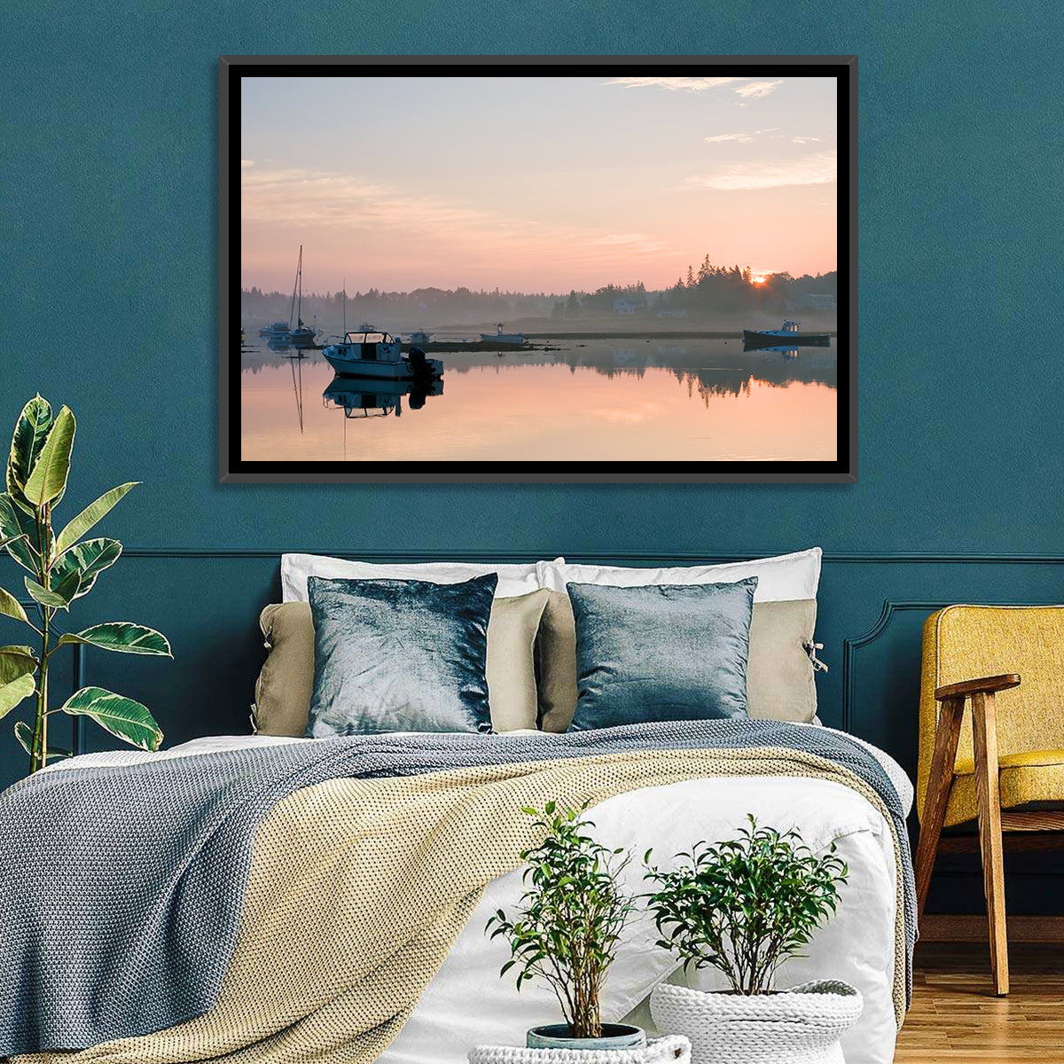 Bass Harbor Sunrise Wall Art in a room, landscape