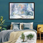 Winding Winter Stream Watercolor Wall Art