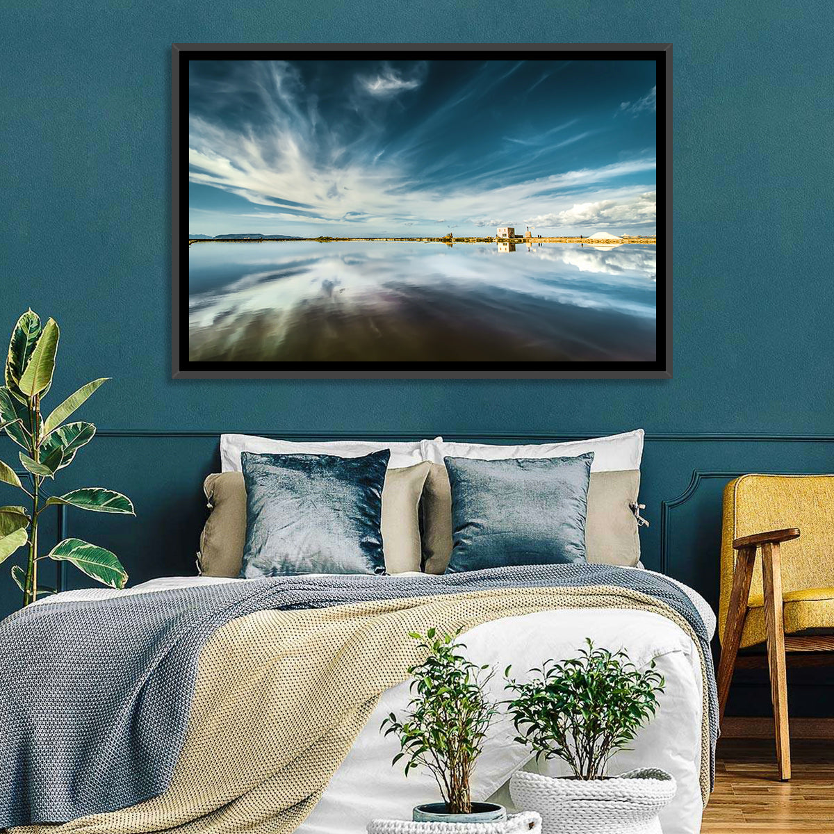 Nubia Salt Pans Reflection Wall Art in a room, landscape
