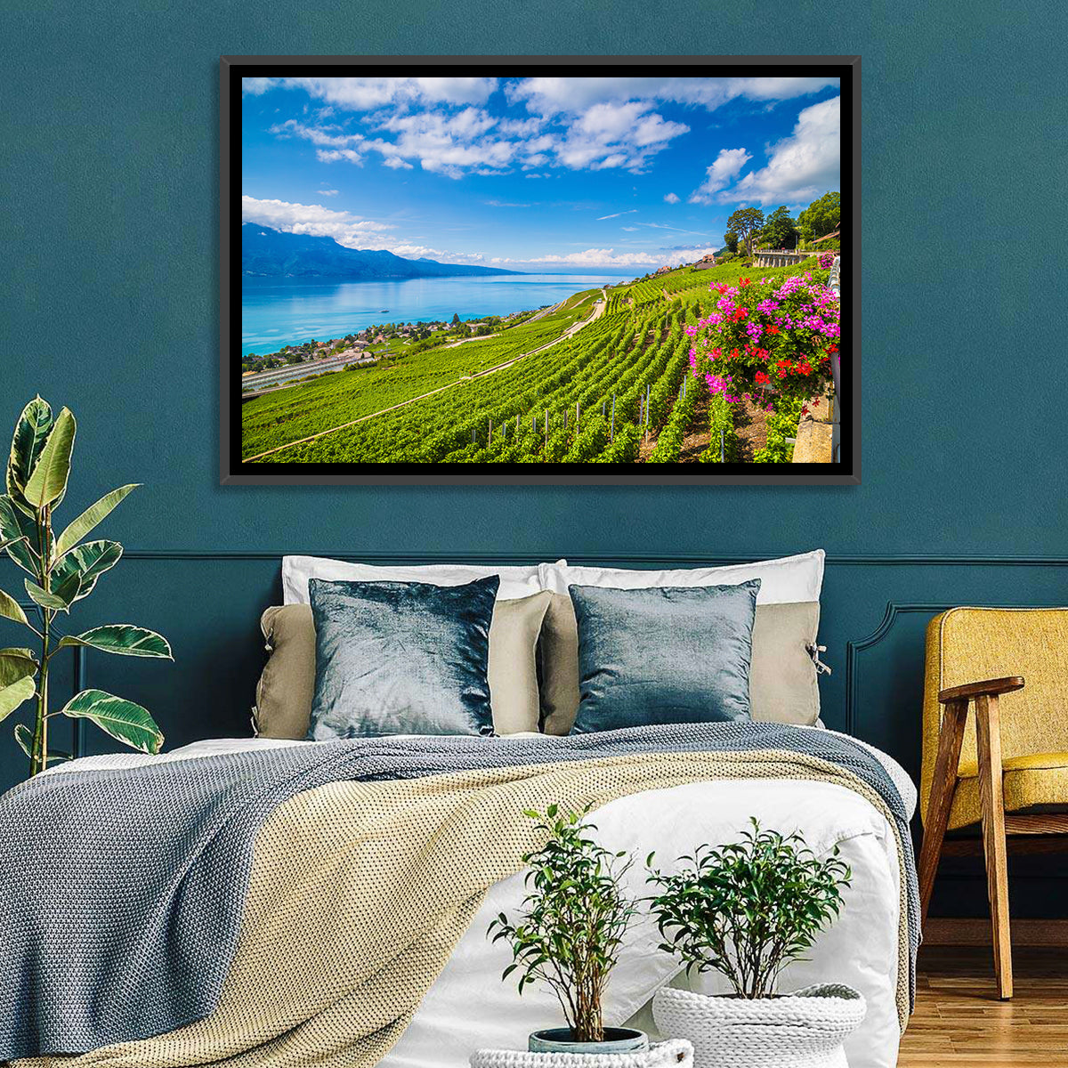 Lavaux Wine Region Wall Art in a room, landscape